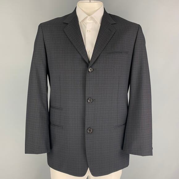 Y's by YOHJI YAMAMOTO Size M Black Brown Checkered Notch Lapel Sport Coat